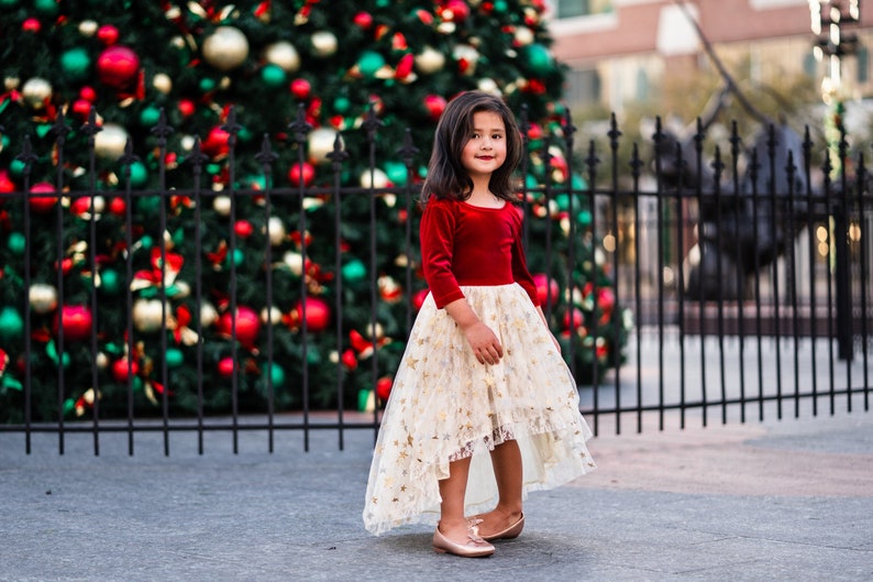 2022 Tween Christmas Eve Girl New Year Dress Tween Red & Gold Christmas Dress Etsy