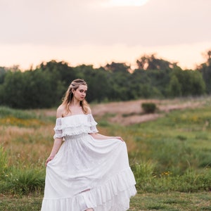 Bohemian Hippie Vow Renewal Dress, Vintage Inspired Lace Maxi Dress, Simple Boho Wedding Dress, Mexican Wedding Dress, ANABELLE image 4