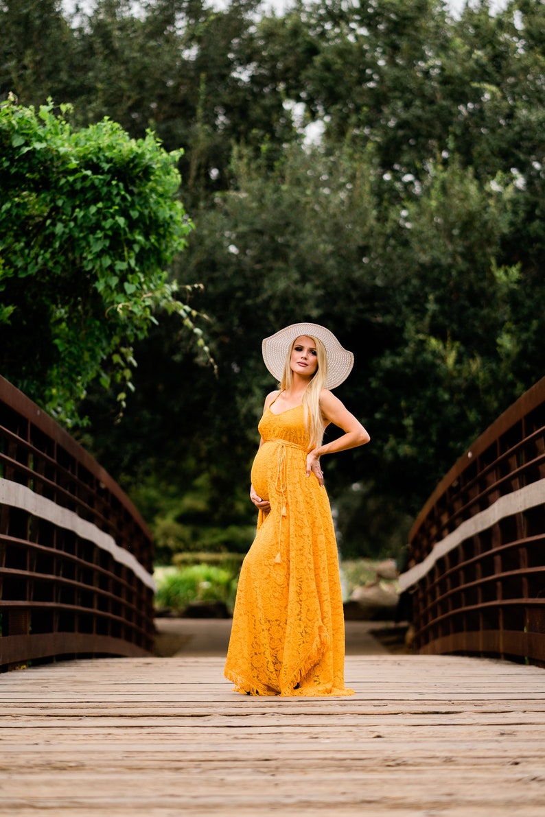 Mustard Maternity Dress Vintage Lace Maternity Gown With Etsy