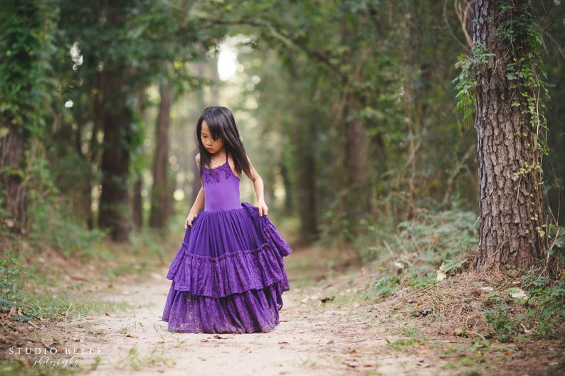 Flower Girl Dress Purple Maxi