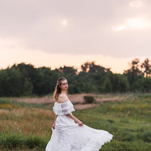 Bohemian Hippie Vow Renewal Dress, Vintage Inspired Lace Maxi Dress, Simple Boho Wedding Dress, Mexican Wedding Dress, ANABELLE image 2