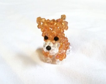 Cute Crystal Beaded Corgi Dog Miniature Figurine, Kawaii Corgi Dog Home Decor, Handmade Crystal Beaded Dog Corgi Figurine, Mini Corgi gift