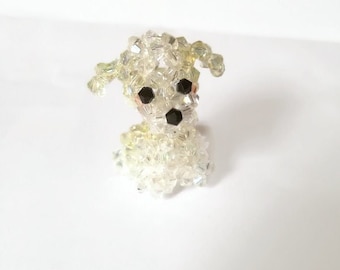 Crystal Beaded Shy Dog Figurine, Mini Shih Tzu Dog Figurine, chrysanthemum dog miniature figure Home Decor, cute dog ornament gift for girls