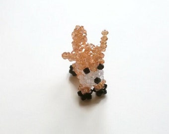 Crystal Beaded Little Fox Miniature Figurine, Cute Beaded Mini Fox Figurine, Cute woodland animal miniature made of beads