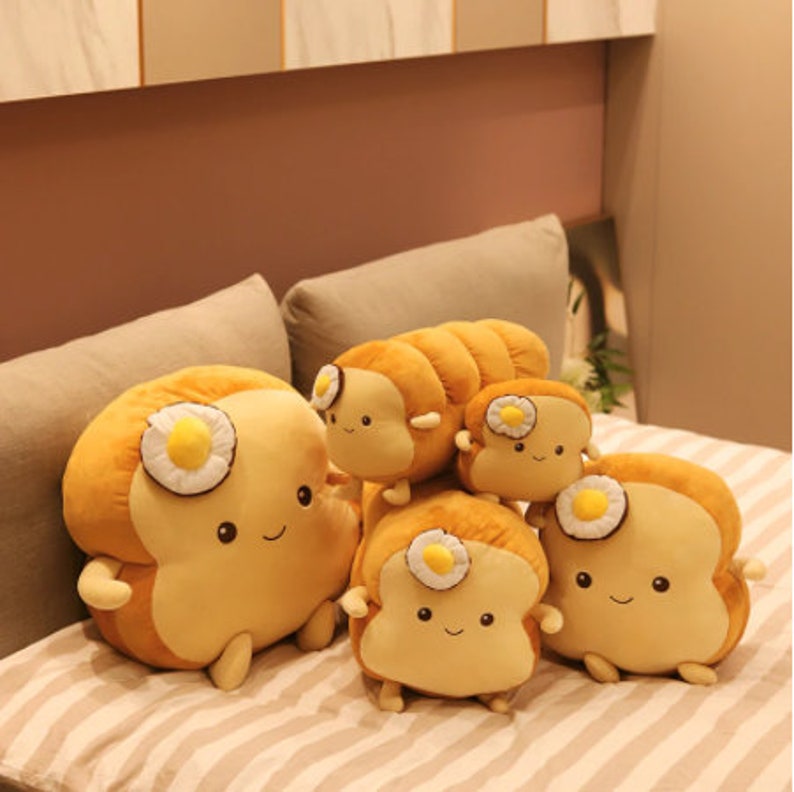 Cute Poached Egg Bread Toast Plush Pillow Stuffed Food Bread Etsy
