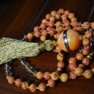 Coral, yellow and gold Mala
