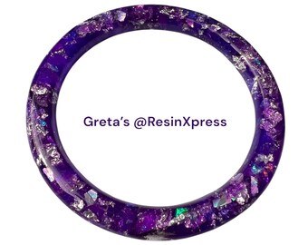 Reversible Resin Bangle: Sky Blue & Twilight Purple with Silver Foil
