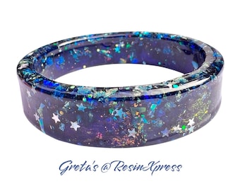 Holographic Star Resin Bangle Handmade Galaxy Cosmic Jewelry