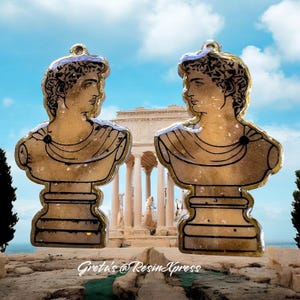 David, Reimagined ~ Michelangelo Bust Earrings – Classical Art Jewelry – Handmade Greek Statue Earrings – Gold/Silver Hoops