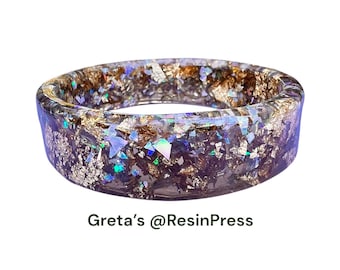 Handmade Honey Gold Resin Bangle: Chunky Glitter Festival Cuff