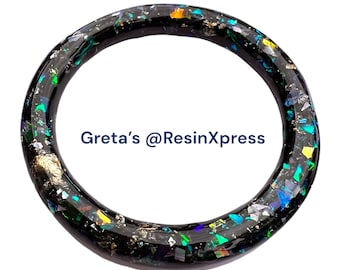 Holographic Flake Resin Bangle: Gold Foil, Cobalt Blue (6cm)