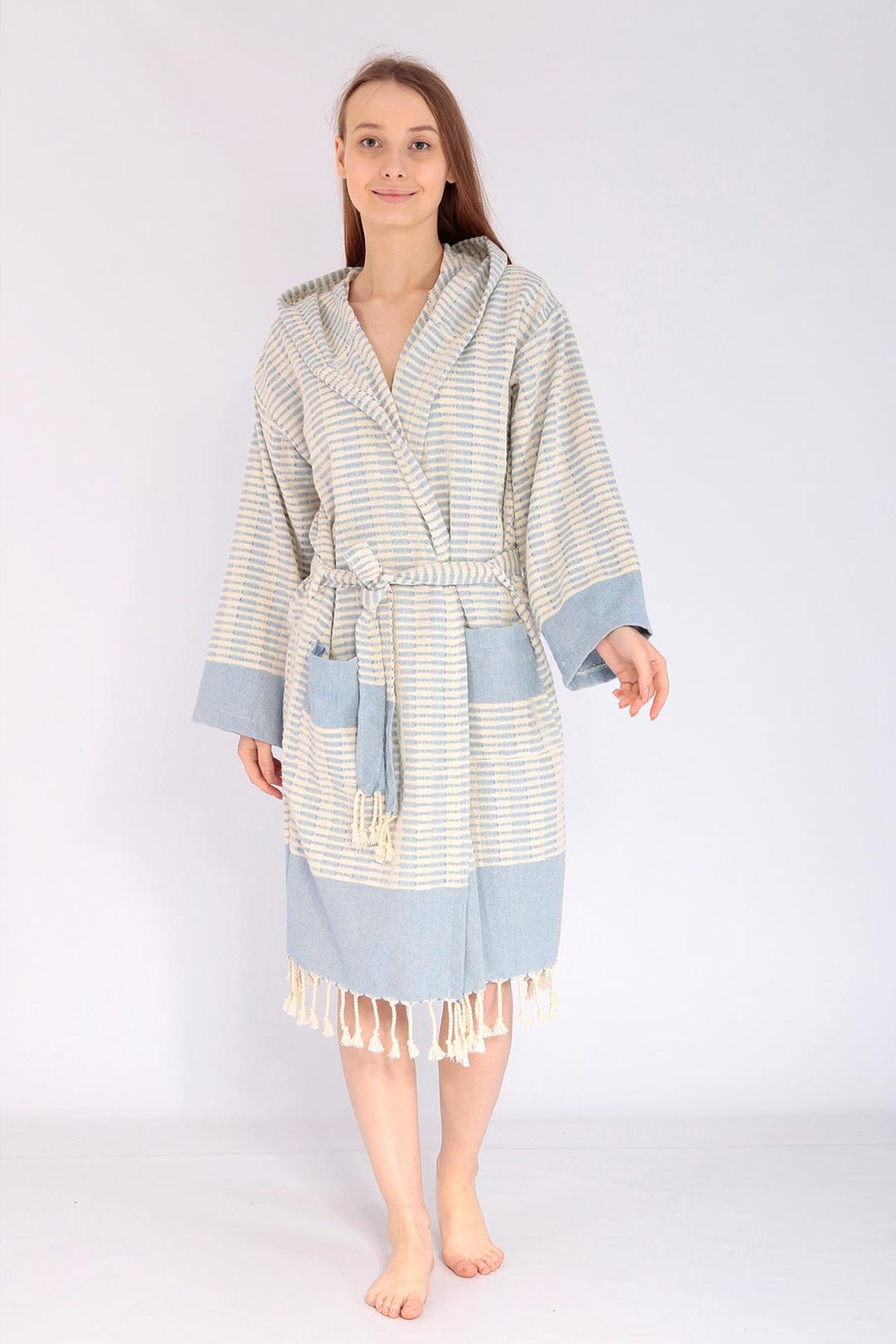 Hand Made Robe Organic Cotton Robe, Pure Cotton Bathrobe, Robe Bridesmaid, %100 ...