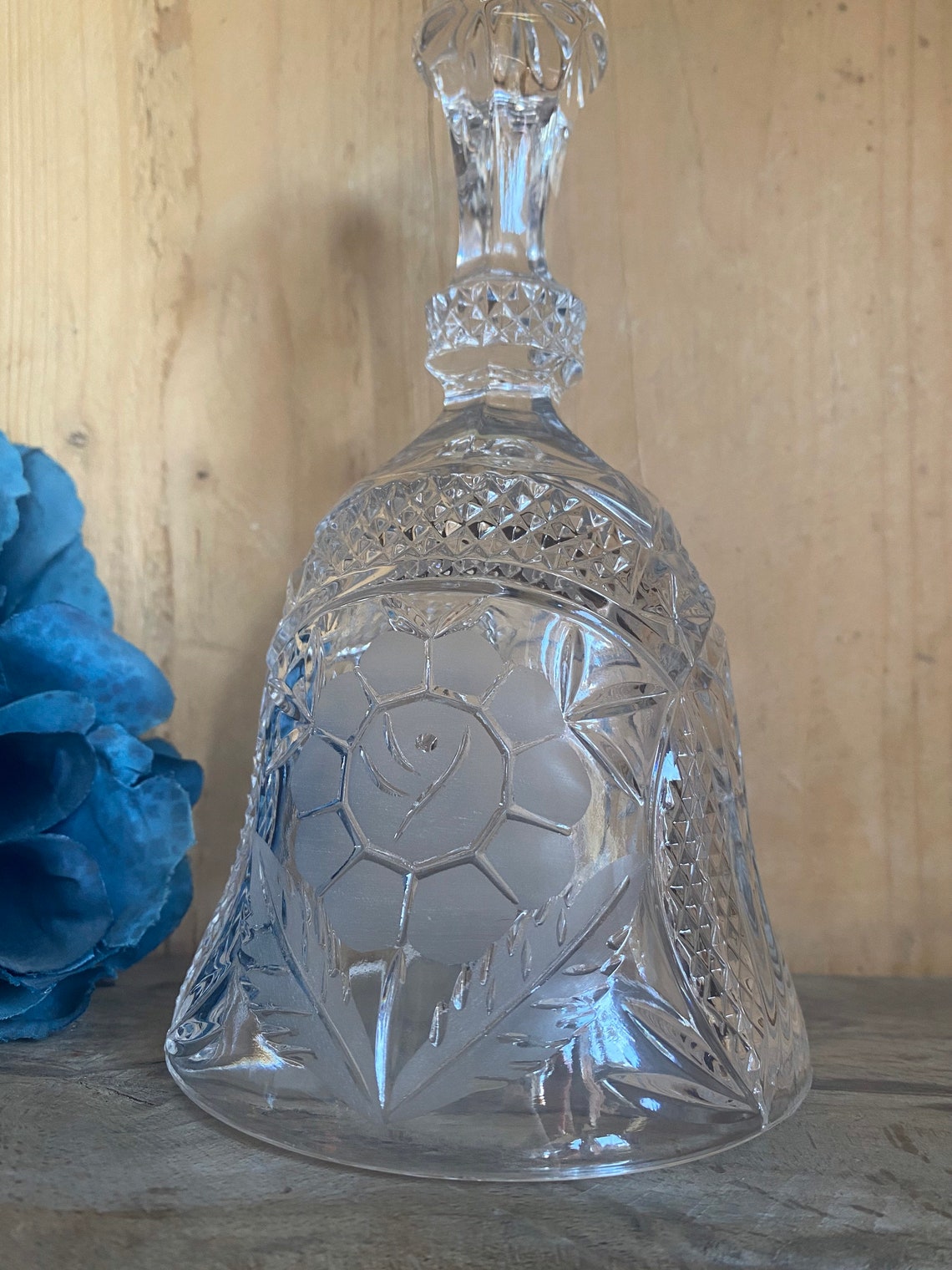 Vintage Etched Crystal Glass Handbell Ideal Gift Service Ringer 1930s