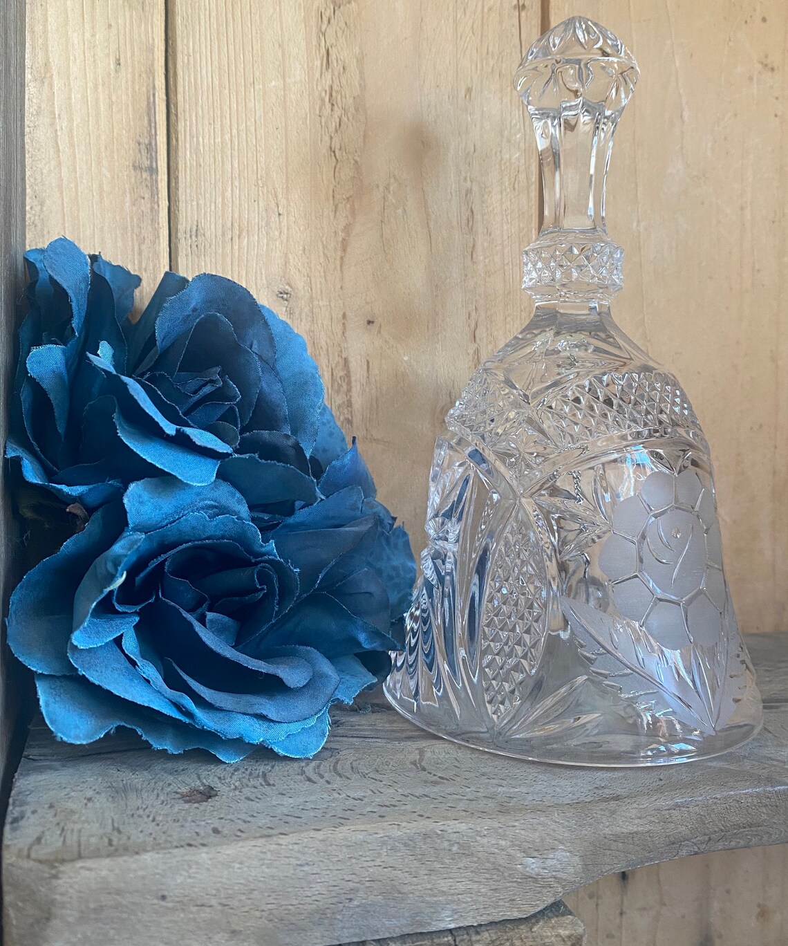 Vintage Etched Crystal Glass Handbell Ideal Gift Service Ringer 1930s