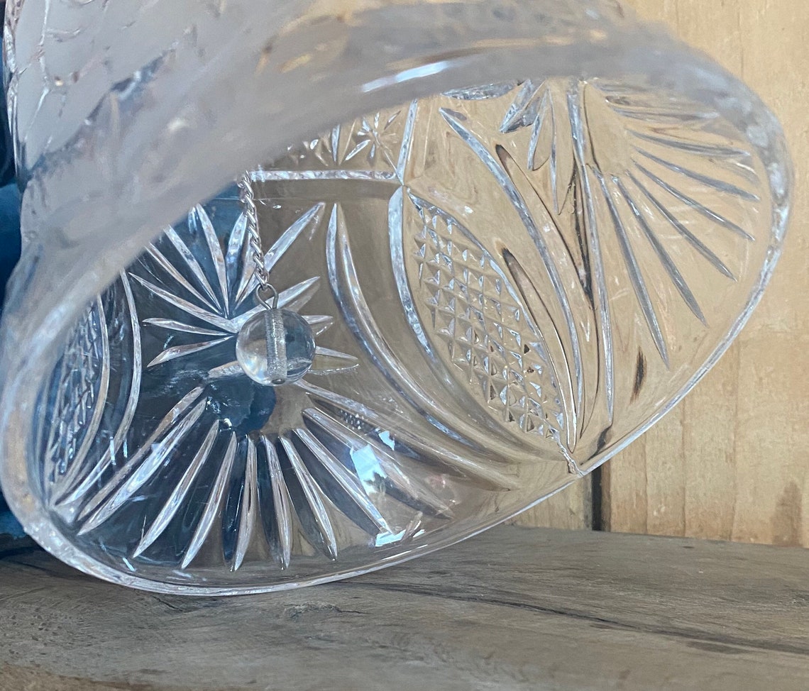 Vintage Etched Crystal Glass Handbell Ideal Gift Service Ringer 1930s