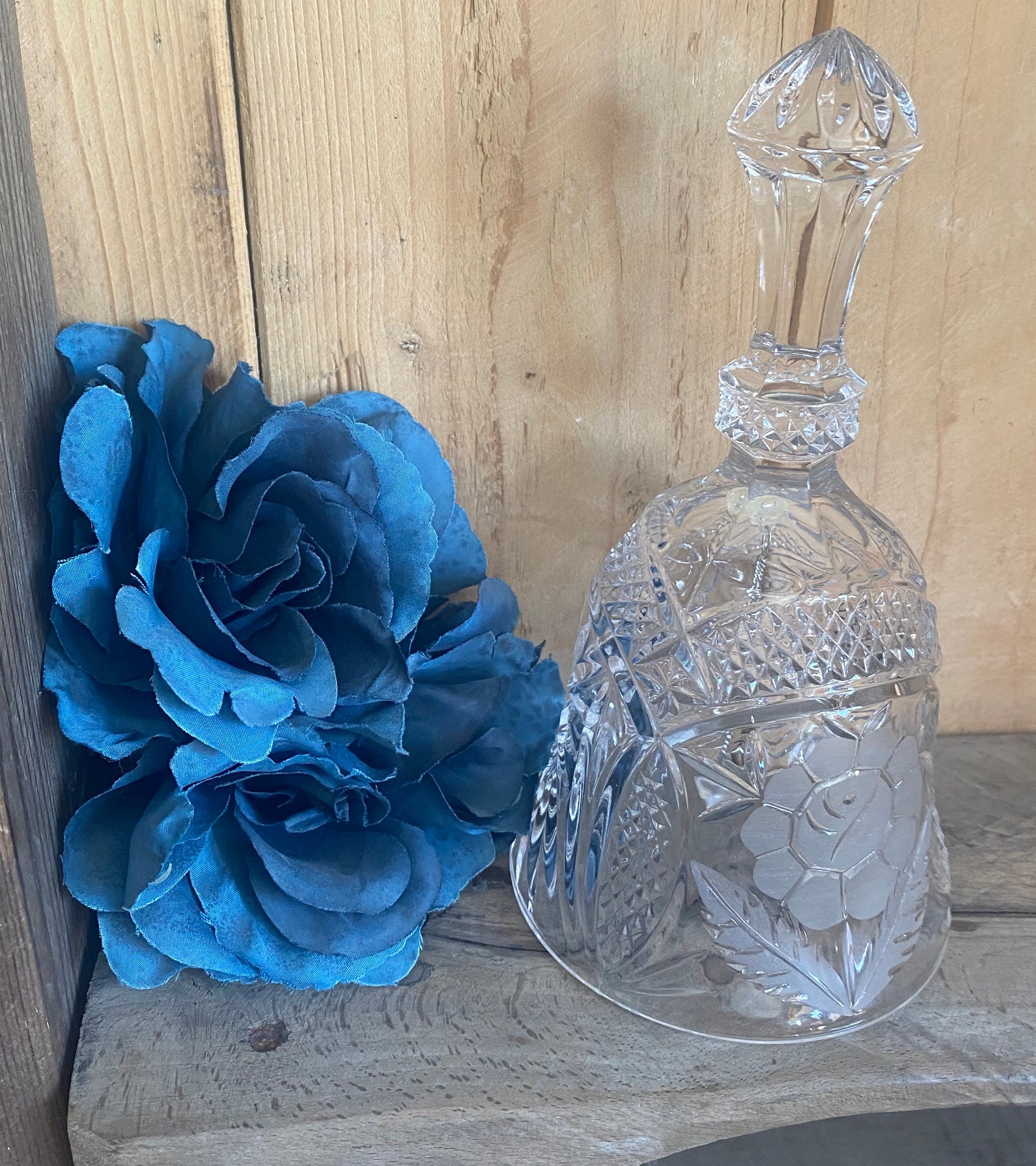 Vintage Etched Crystal Glass Handbell Ideal Gift Service Ringer 1930s