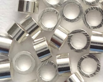100 perles à écraser tubes en argent sterling 2X2 mm 2x1 mm