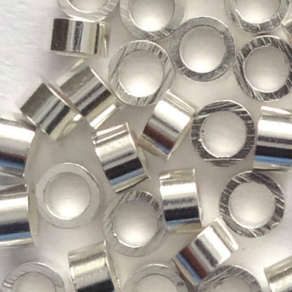 100 perles à écraser tubes en argent sterling 2X2 mm 2x1 mm