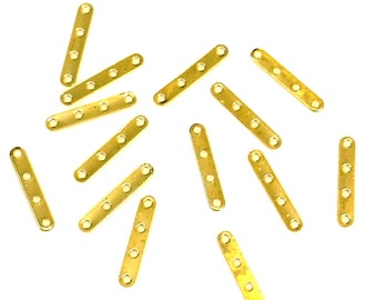 100 Spacer Bars Gold Plated 4 Hole Separators 18x3mm