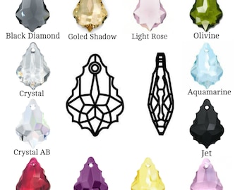 2 Swarovski Crystal 6090 Baroque Pendant 22mm Pick You Colour
