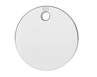 Sterling Silver Disc Charm 12mm Pendant For engraving