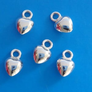 4 Sterling silver Puffy Heart Charms 6mm Charms