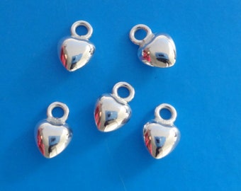 Sterling silver Puffy Heart Charms 6mm Charms PK2 PK10