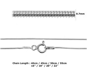 Sterling Silber SchlangenKette Kette 16'' 18'' 20'' 22'' Runde Kette 40cm 45cm 50cm 55cm