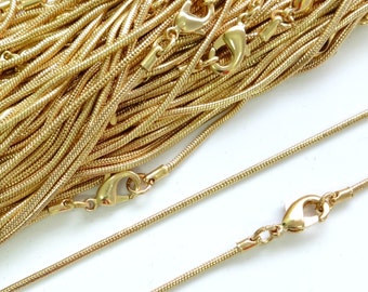 5 Gold Plated Necklace Snake Chains, 22ct Gold Plated Chains 16 18 Inches