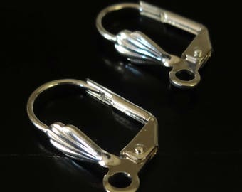 40 fornituras para pendientes tipo palanca, chapadas en plata de ley, de 17 mm