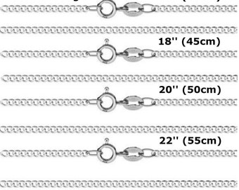 Catena in argento sterling con cordolo 40 cm 45 cm 50 cm 55 cm 60 cm 16-24 pollici