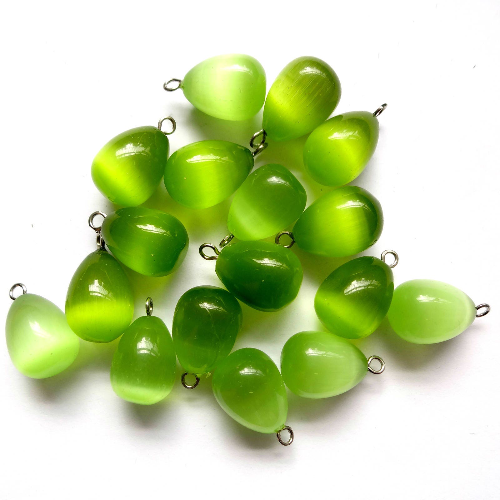 10 Cat's Eye Glass Teardrop Beads 16x12mm Jewellery Making Etsy UK