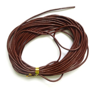 Cordones de cuero genuino de 5M, cordones redondos marrones de 1,5 mm para hacer joyas