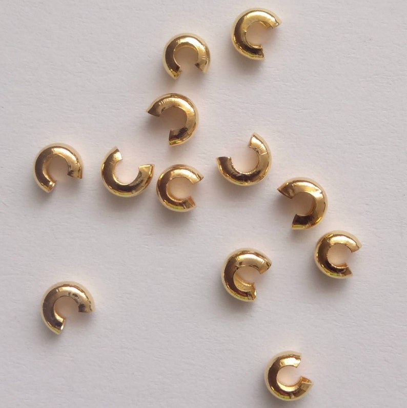 Gold Plated Crimp Cover Beads 3mm 4mm 5mm Findings