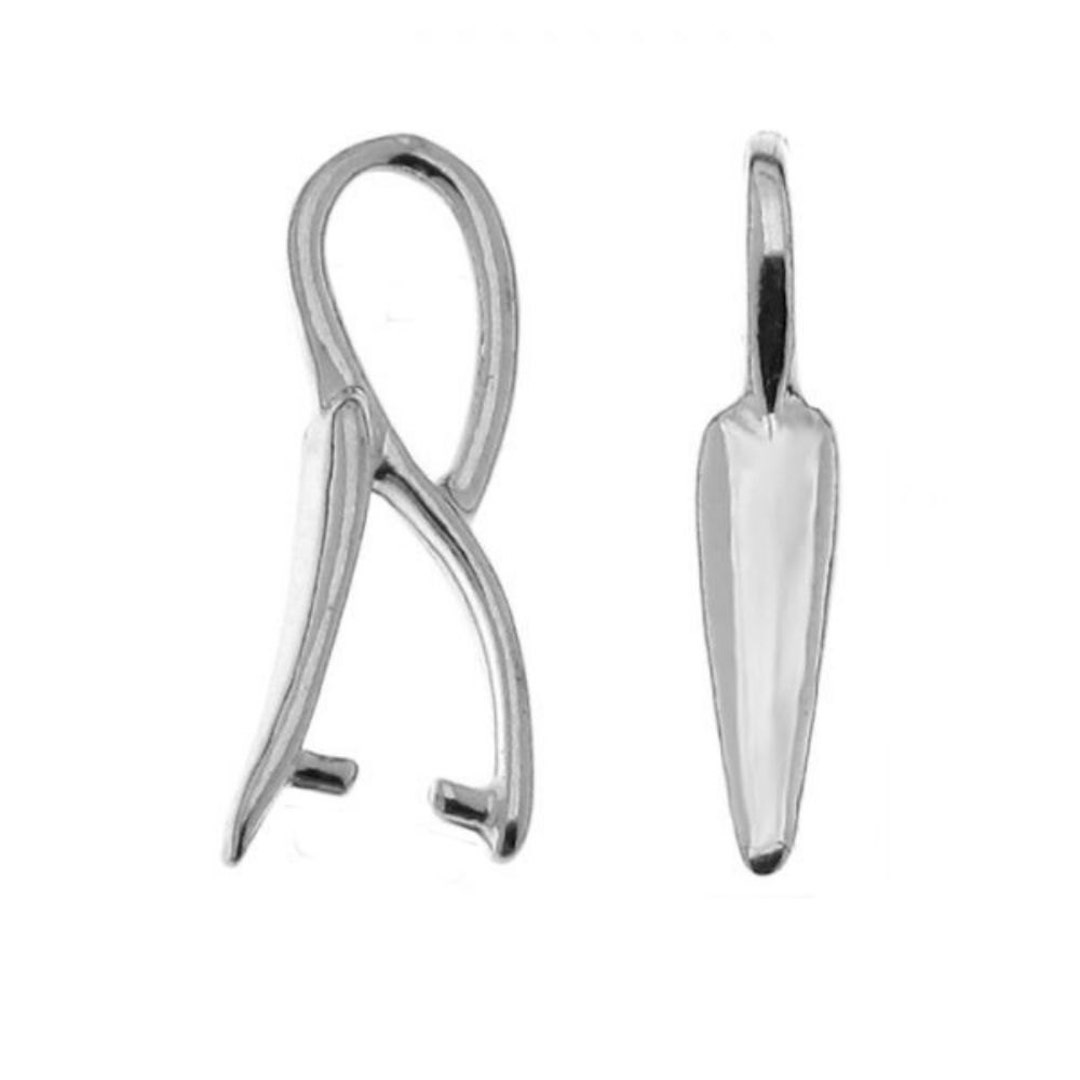 2 Sterling Silver Pinch Bails for Swarovski Crystal 17x3mm Etsy