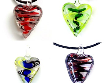 Lampwork Glass Heart Pendant 45mm Pick You Colour