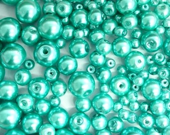 500 Turquoise Glass Pearl Beads 4mm 6mm 8mm 10mm Assorted Sizes