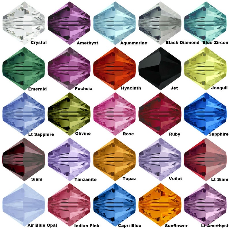 100 Swarovski Crystal 5328 Xilion Bicone Beads 4mm All Colours Lt Amethyst