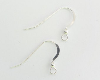 10 Sterling Silver Fish Hook Ear Wires, Earring Findings