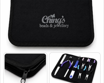 Black Canvas Case for 8 Mini Pliers, Jewellery Tools Storage Pouch, Beading Tool Organizer