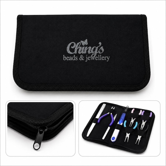 Black Canvas Case for 8 Mini Pliers, Jewellery Tools Storage Pouch, Beading Tool Organizer
