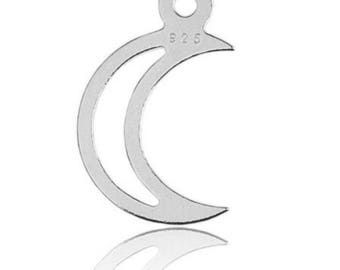 4 Sterling Silver Crescent Moon Charm Pendant 15x10mm For Jewellery Making