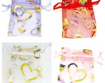 50 Organza gift Bags,  Wedding favour Organza Bags 70x50mm