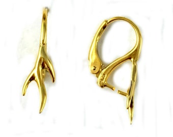 2 Sterling Silver Leverback Earring 24K Gold Plated Findings