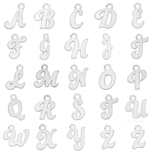 Abalorio de plata de ley con las iniciales de la letra A y la Z del alfabeto para hacer joyas