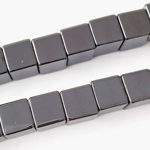 16'' Hématite Cube Perles 4mm 6mm Perles d'espacement de pierres précieuses