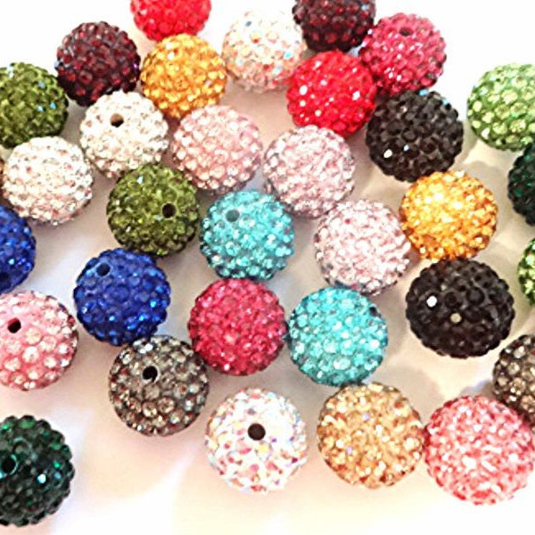 50 Boules disco en strass pavage de qualité 8mm 10mm 12mm Perles shamballa