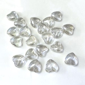 30 Glass Heart Beads 12mm Crystal AB