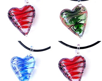 Lot De 2 Cœurs En Véritable Verre De Murano - Fabriqué En Italie - Neuf
