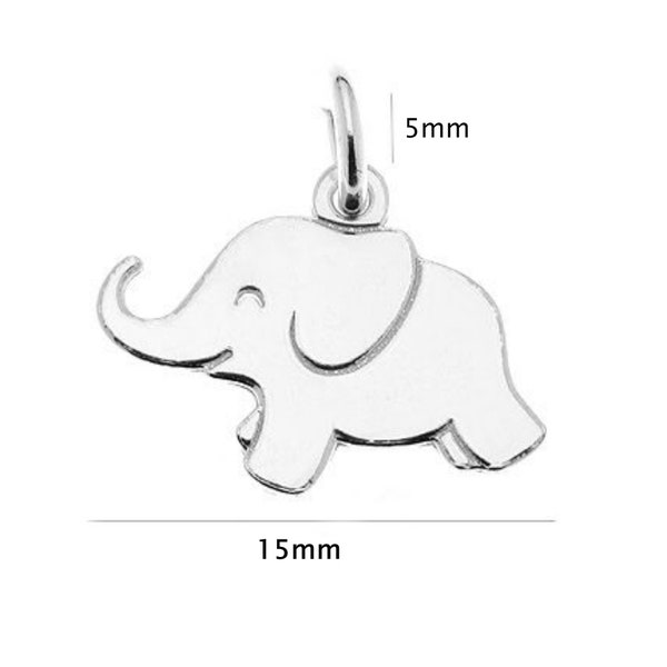Sterling Silver Elephant charm, 16mm Lucky Charm For Jewellery Making